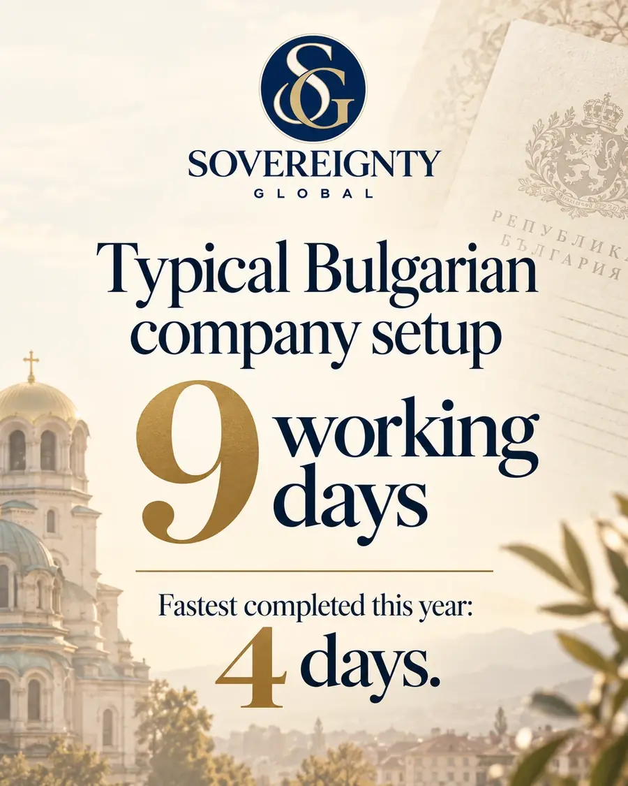 Typical Bulgarian company setup: nine working days; fastest completed this year: four days